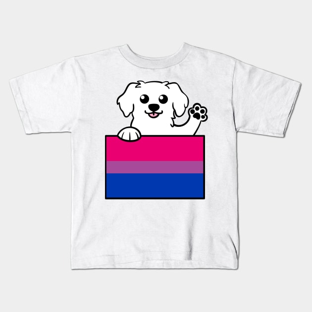 Love is Love Puppy - Pyrenees - Bi Pride Flag Kids T-Shirt by LittleGreenHat